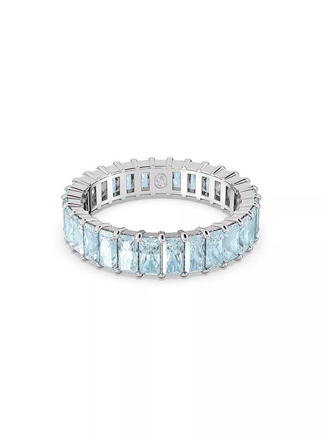 Shop Swarovski Matrix Rhodium-Plated & Crystal Eternity Band | Saks Fifth Avenue Crystals Swarovski, The Matrix, Band Jewelry, Swarovski Jewelry, Eternity Band, Blue Crystals, Curator Style, Stone Settings, Eternity Bands