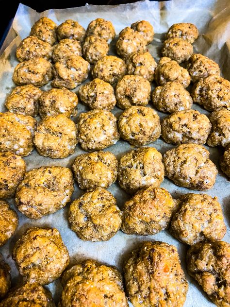 Homemade Sausage Balls No Bisquick, Sausage Balls From Scratch, Sourdough Discard Sausage Balls, Sourdough Little Bites, Sourdough Sausage Rolls, Sourdough Meatballs, Sourdough Sausage Balls, Sourdough Appetizer Recipes, Sourdough Discard Appetizers