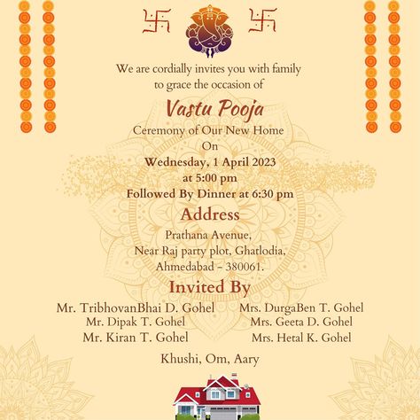 Housewarming Invitation Ecard| Griha Pravesh on Behance Graha Pravesh Invitation, Vastu Shanti Invitation Card Marathi, Gruhapravesham Invitation Card, Satyanarayan Pooja, Ganpati Invitation Card, Housewarming Invitation Cards, Indian Housewarming, Housewarming Invitation Templates, Lunch Invitation