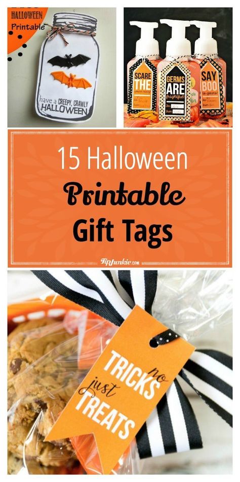 15 Halloween Printable Gift Tags {free printable} Halloween Gift Tags Printable Free, Tags Printable Free, Gift Tags Free Printable, Printable Halloween Tags, Imprimibles Halloween, Halloween Gift Tags, Halloween Teacher Gifts, Hallowen Ideas, Halloween Printables Free