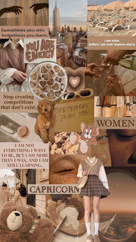 Brown Moodboard Aesthetic, Capricorn + Core + Aesthetic, Capricorn Images, Brown Moodboard, Capricorn Aesthetic, Capricorn Art, Astrology Capricorn, Capricorn Girl, Capricorn Life