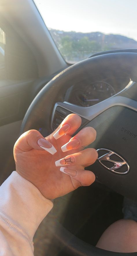 #nails #acrylic #frenchnails #frenchtipnails #gemini #gemininails #fashion #astheticfeed #aesthetic #tiktok Blue Gemini Nails, Gemini Nails Ideas, Nails Gemini, Gemini Inspired Nails, Birthday Nails Gemini, Anime Nails Acrylic, Gemini Nail Ideas, Gemini Nails Designs, Gemini Nails