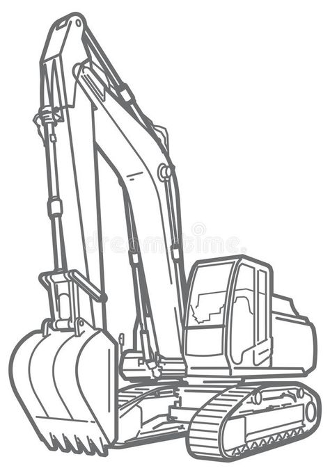 Excavator Tattoo, Excavator Drawing, Woodworking Tattoo Ideas, Woodworking Tattoo, Excavator Illustration, Excavator Vector, Tattoo Ideas Sleeve, Colouring Book Pages, Car Drawing Easy