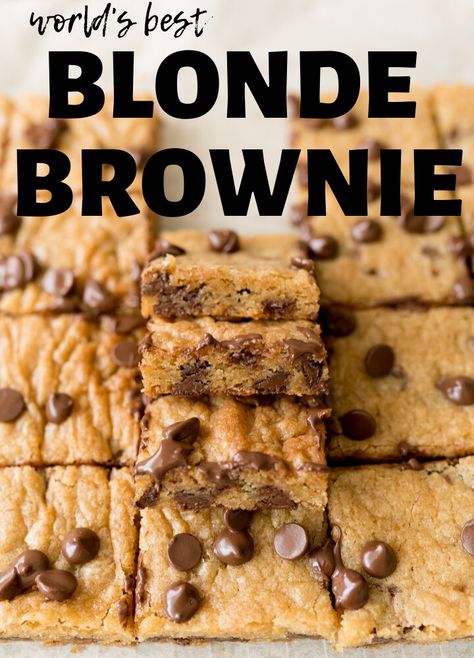 Blonde Brownies, AKA Blondies are a simple, easy rich dessert recipe. Similar to the classic chocolate brownies, Blondies are flavored vanilla instead of chocolate. Add in Chocolate chips for a fun twist, serve with ice cream or leave plain! This is the best Blonde Brownie Recipe around!