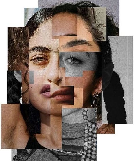 Face Collage Art Photography, Photography Identity Ideas, Physical Editing Photography, Face Collage Photography, Altered Faces Photography, Portrait Collage Photography, Photomontage Portrait, Photography Collage Ideas, Cubism Photography