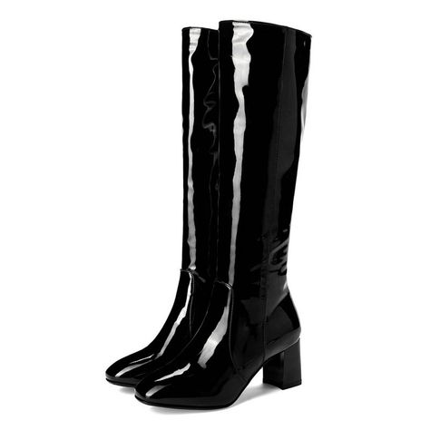 Plus Size Patent Leather High Heel Long Boots #Stilettos #StilettoHeels #HighHeels #HeelsAddict #HeelGoals #StilettoAddict #ShoesOfTheDay #FashionHeels #HeelsLover #SexyHeels #StilettosOnPoint #HeelObsession #PowerHeels #GlamHeels #StilettoStyle #HeelFashion #LuxuryHeels #RedSole #ShoeLovers #StilettoVibes #ShoeGoals #StilettoLove #Fashionista #KillerHeels #ChicHeels #ShoeAddict #WalkInHeels #StilettosForever #HeelsOfInstagram #ElegantHeels Long Leather Boots, High Heel Stiefel, High Quality Boots, Patent Leather Boots, Square Toe Heels, Knee High Leather Boots, Leather High Heels, Black Party, Long Boots