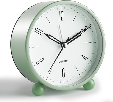 Amazon.com: Analog Alarm Clock, 4 inch Super Silent Non Ticking Small Clock with Night Light, Battery Operated, Simple Design, Old Fashioned Style Sage Decor, for Bedroom, Bedside, Desk, Adult, Kid, Gift, Green : Home & Kitchen Light Green Decor, Small Desk Clock, Analog Alarm Clock, Small Clock, Bedside Desk, Space Frame, Radio Clock, Sage Color, Green Decor