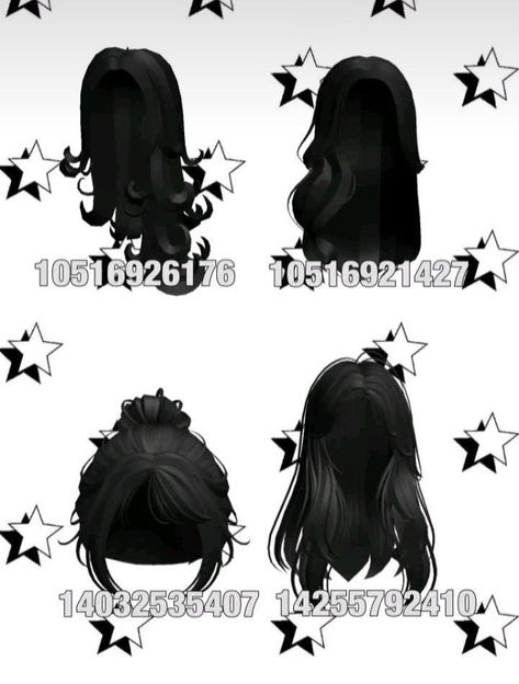 Black Hair Codes Berry Ave, Roblox Black Hair, Black Hair Codes, Roblox Hair Id, Berry Avenue Hair, Black Hair Id Roblox, Code Brookhaven, Black Bun, Cute Blonde Hair