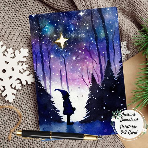 Excited to share the latest addition to my #etsy shop: Silhouette of a Gnome Girl Printable Winter Solstice Greeting Card, https://etsy.me/3EisC0O #blue #purple #uuholidaycard #gnomecard #wintersolsticecard Digital Art Christmas, Pagan Yule, Unitarian Universalist, Scoring Tool, Paper Trimmer, Xmas Holidays, Christmas Postcard, Holiday Greeting Cards, Art Christmas