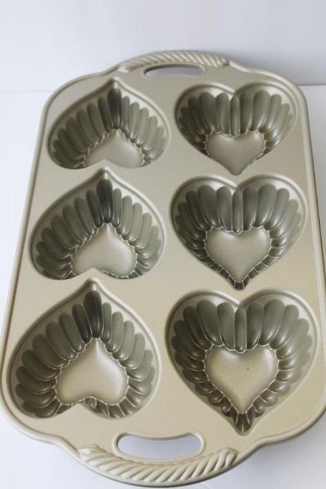 Nordic Ware heart cakelet wedding or Valentine hearts mini cakes baking pan Heart Shaped Baking Supplies, Heart Shaped Utensils, Heart Shaped Baking Pan, Cute Baking Tools, Baking Utensils Aesthetic, Cute Cooking Utensils, Baking Supplies Aesthetic, Baking Tools Aesthetic, Cute Baking Supplies