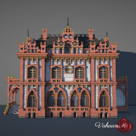 I built a neogothic style home in Minecraft Minecraft Tall Buildings, Minecraft Big Window Design, Minecraft Capital Building, Window Minecraft Ideas, Minecraft Castle Windows, Sims 4 Run Down House, Minecraft Build Styles, Minecraft Big Building Ideas, Minecraft Museum Building