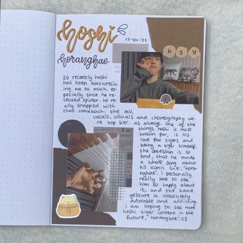 Kpop Journal Ideas Seventeen, Kpop Digital Journal, Seventeen Journal Ideas, Seventeen Hoshi Horanghae, Seventeen Journal, Kpop Bullet Journal, Fan Journal, Hoshi Horanghae, Hand Lettering Diy