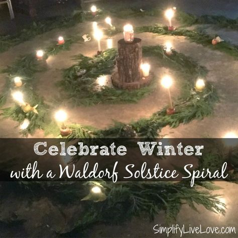 The Waldorf Winter Solstice Spiral is a great way to teach kids about the winter solstice and is a fun homeschool activity for parents and kids! Waldorf Winter Solstice, Winter Solstice Spiral, Solstice Spiral, Solstice Activities, Yule Recipes, Winter Solstice Rituals, Winter Solstice Party, Yule Traditions, Waldorf Homeschooling