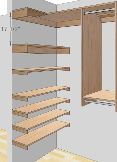 Free woodworking plans to build a custom closet organizer for wide reach-in closets. Description from tombuildsstuff.blogspot.com. I searched for this on bing.com/images Small Closet Organization Diy, Closet Organizer Plans, Closet Organization Designs, Wood Closet Organizers, Small Closet Organization Bedroom, Custom Closet Organization, Closet Planning, Casa Clean, Reach In Closet