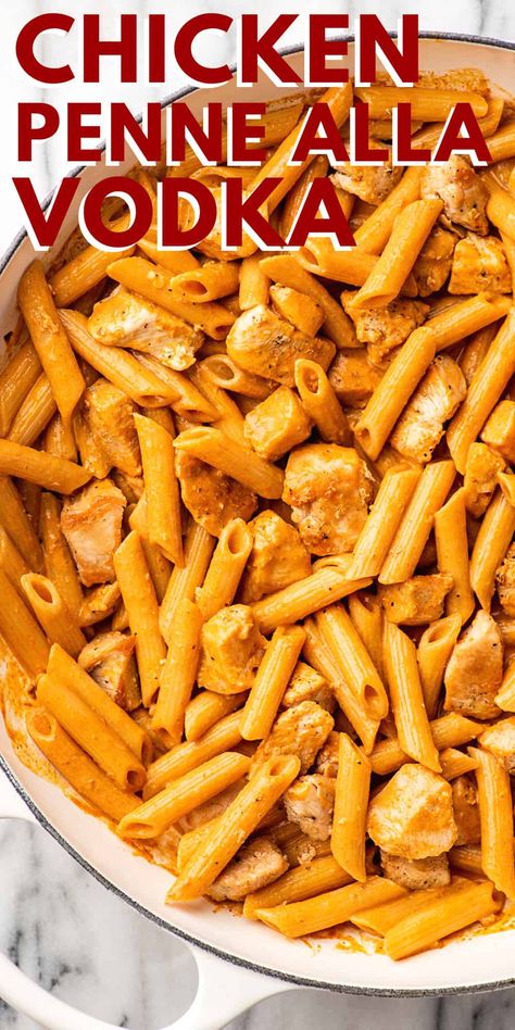 Vodka Chicken Recipes, Chicken Pasta With Vodka Sauce Recipe, Penne Ala Vodka With Chicken, Canned Vodka Sauce Recipes, Chicken A La Vodka, Chicken A La Vodka Recipes, Chicken And Vodka Sauce Pasta, Crockpot Vodka Sauce Chicken, Vodka Sauce Recipe Dinners Chicken