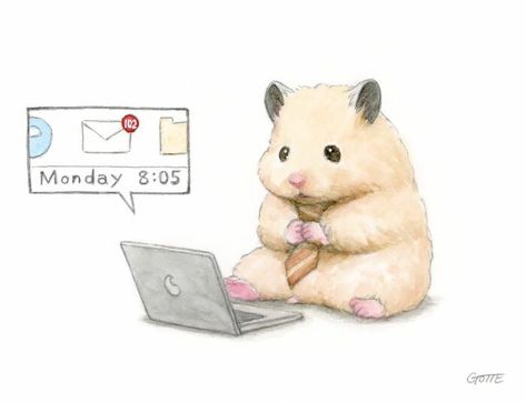 Hamster Illustration, Hamster Drawing, Drawing Watercolor, Animal Cute, Cute Paintings, Cute Hamsters, Watercolor Illustrations, Hamsters, Cute Animal Drawings