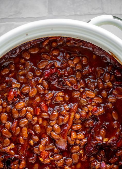 Baked Beans Recipe - Our Favorite Baked Beans Recipe Smokey Beans Recipe, Smokey Baked Beans Recipe, Smokey Baked Beans, Canned Baked Beans, Best Baked Beans, Easy Baked Beans, Bbq Baked Beans, Slow Cooker Beans, Bbq Beans