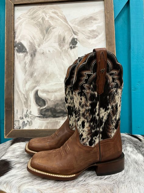 Dan Post Women’s Clarabelle Brown Genuine Cowhide Hair-On Cowgirl Boots DP5252 Brown Square Toe Boots, Women Cowboy Boots, Square Toe Cowgirl Boots, Tall Cowgirl Boots, Cowgirl Boots Square Toed, Cute Cowgirl Boots, Cowhide Pattern, Western Embroidery, Square Toe Western Boots