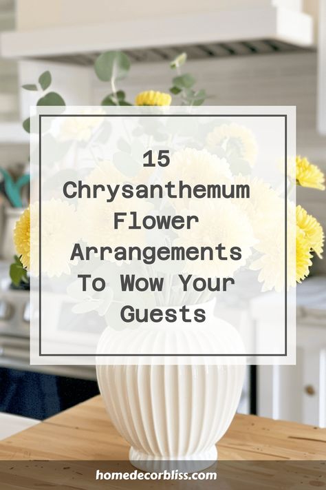 chrysanthemum flower arrangement Chrysanthemum Flower Arrangement, Yellow Glass Vase, Chrysanthemum Flower, Simple Centerpieces, Wallpaper Walls Decor, Tile Wallpaper, Tall Vases, Laundry Room Design, Livingroom Layout