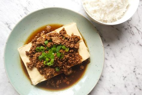 Steamed Tofu Topped with Minced Meat Pork Belly Bao, Grilled Scallops, Minced Beef, Braised Pork Belly, Chinese Recipe, Steamed Tofu, Grilled Beef, Braised Pork, Minced Meat