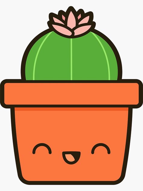 Pegatina «Cactus con flor en maceta linda» de peppermintpopuk | Redbubble Pot Plant Drawing, Cactus Template, Cactus Wallpaper, Cactus Clipart, Cactus Drawing, Cactus Stickers, Pot Stickers, Cute Cactus, Watercolor Cactus