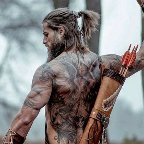 #tattoos Viking Hairstyles Men, Man With Long Hair, David Beckham Hairstyle, Viking Hairstyles, Man Bun Hairstyles, Viking Metal, High Ponytail Hairstyles, Short Shag Hairstyles, Viking Hair