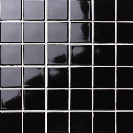 Black Mosaic Tiles, Square Tile Bathroom, Black Tiles Kitchen, Black Ceramic Tile, Vivo City, Glossy Tiles, Black Wall Tiles, Black Mosaic Tile, Tile For Wall