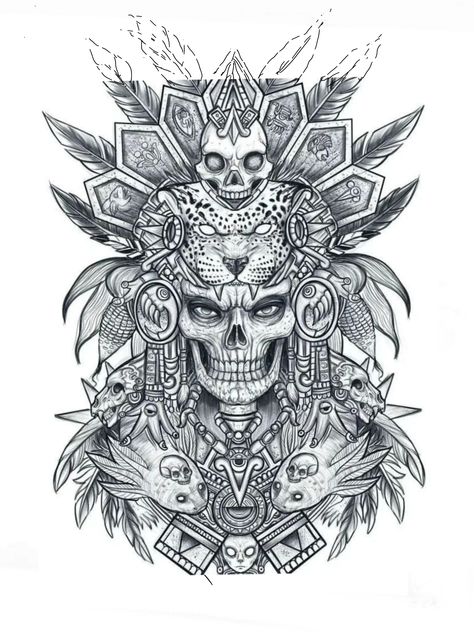 Aztec Warrior Tattoo, Aztec Tattoos Sleeve, Chest Tattoo Drawings, Indian Tattoo Design, Aztec Drawing, Aztec Artwork, Aztec Tattoos, Geometric Sleeve Tattoo, Mexican Art Tattoos