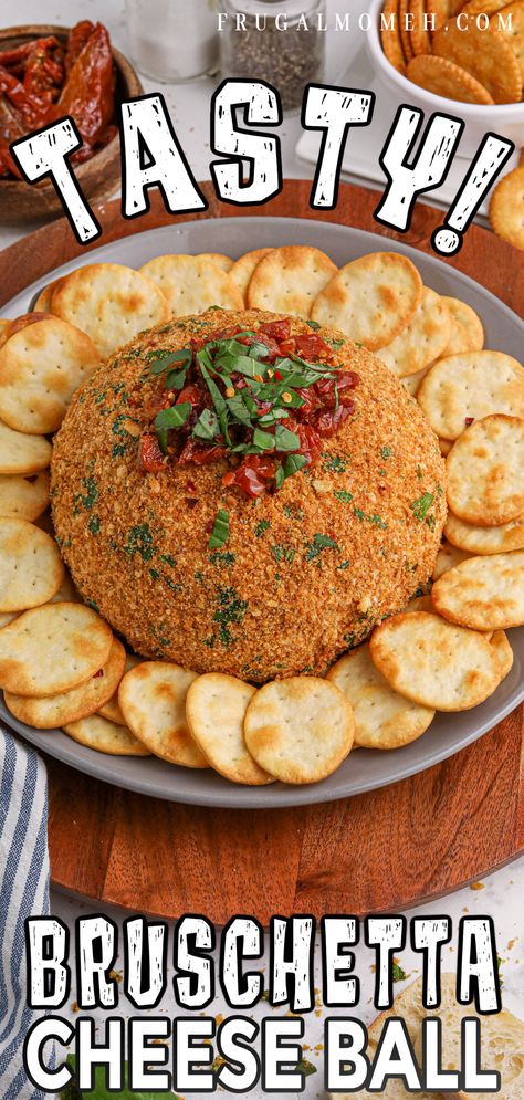 Elevate your party food game with this delicious and easy-to-make bruschetta cheese ball recipe. Your guests will thank you! Bruschetta Cheese Ball Recipe, Bruschetta Cheese Ball, Cheese Ball Recipe, Food Game, Frugal Mom, Cheese Ball Recipes, Game Food, Party Foods, Party Food Appetizers