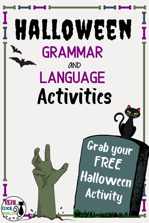 Halloween English Activities, Halloween Grammar Activities, Upper Elementary Halloween, Halloween Reading Activity, Halloween Language Arts, Halloween Lesson Plans, Halloween Teaching, Language Practice, Halloween Lesson