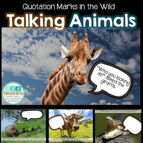 SSSTeaching: Quotation Marks in the Wild Funny Animal Posters, Teaching Dialogue, Literacy Classroom, Quotation Mark, Speech Marks, Reading Wonders, Building Classroom Community, 3rd Grade Writing, Writing Centers