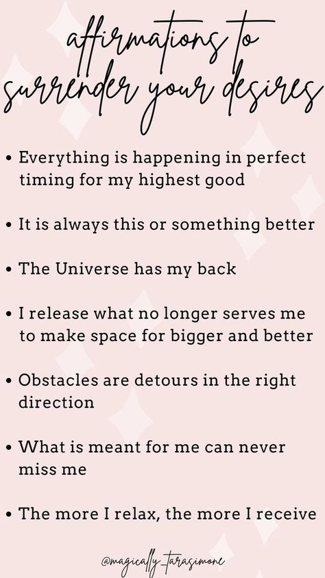 Manifestation affirmations to help you get into a higher vibe and co-create with the universe. Say these mantras daily to surrender your desires and manifest your dream life with law of attraction. Daily Mantra, Lost My Job, What Is Meant, Manifestation Law Of Attraction, Self Love Affirmations, Perfect Timing, Positive Self Affirmations, Love Affirmations, Manifestation Affirmations