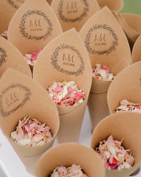 Lovely petal cones handed to all of the guests to celebrate ceremony exit Wedding Confetti Cones, Wedding Cones, Rose Petal Confetti, Petal Toss, Wedding Toss, Confetti Cones, Flower Confetti, Extravagant Wedding, Petal Confetti