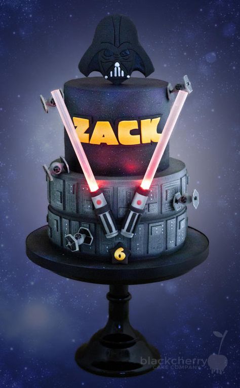 Star Wars Darth Vader Cake, Imperial Star Wars, Birthday Cake Ideas For Boys, Cake Ideas For Boys, Darth Vader Cake, 6th Birthday Cake, Star Wars Birthday Cake, Star Wars Theme Party, 6th Birthday Cakes