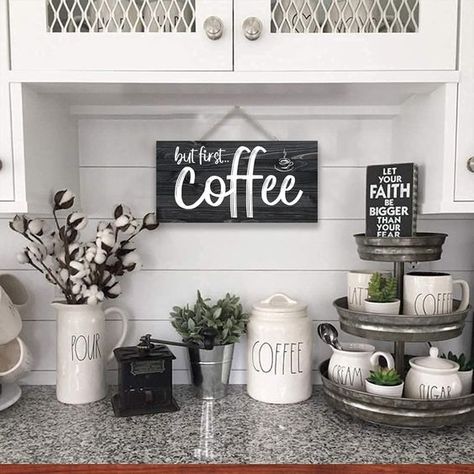 PRICES MAY VARY. Kitchen/Coffee Bar Decor :An elegant and unique But first coffee sign,perfect for coffee lover to decorate coffee bar or kitchen ,impress all visitors then they come Material: Wood,which is durable reliable and safe Size:6*12 Inch Easy To Hang:Equipped with a saw-tooth hook on the back for easy hanging As a gift: You can not only use it to decorate your home,but also send it as a gift to friends and family around Highly Durable Fabric Material: Made of excellent quality dur Office Decor Man, Farmhouse Kitchen On A Budget, Rustic Office Decor, Rustic Kitchen Wall Decor, Coin Café, Café Design, Coffee Bar Ideas, Diy Coffee Bar, Farmhouse Coffee Bar