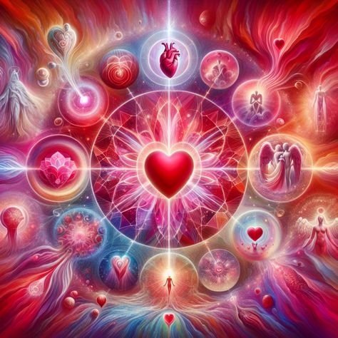 Experience the essence of love, exuding compassion, warmth, & unity. A radiant heart sits at the center, enveloped in vibrant hues of red, pink, & white signifying passion, tenderness, & purity. Find love, link in profile. #Love #Unity #Compassion #Passion #Purity #RadiantHeart Healed Heart, Profile Love, Love Chakra, Spirit Magic, Vision Of Love, Love Power, Love Twins, Abstract Art Images, The Mind's Eye