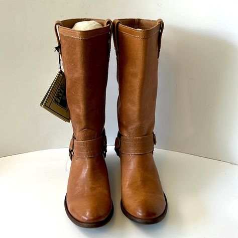 Frye 'Carson' Belted Harness Leather Boots, Cognac, size 7B Leather Cognac Boots, Frye Leather Ankle Boots, Brown Boots Wide Fit, Syling Brown Boots, Womens Cognac Boots, Brown Tan Boots, Cognac Womens Boots, Frye Clog Boots, Frye Jillian Boots