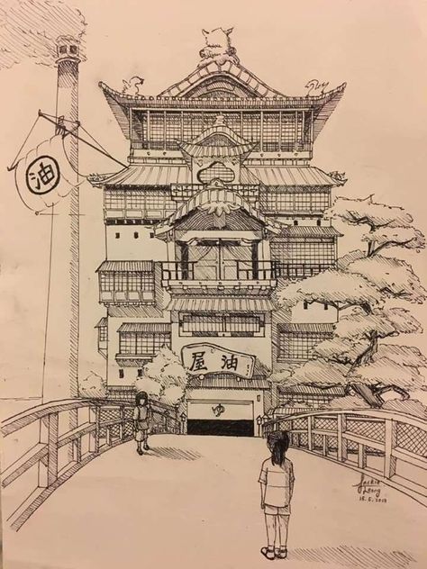 Japanese Architecture Drawings, Town Drawing, Sick Drawings, Advanced Higher Art, Harry Potter Art Drawings, Architecture Drawing Sketchbooks, Perspective Drawing Architecture, Building Sketch, Architecture Drawing Art