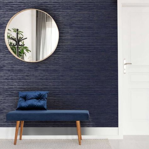 Gilded Texture Sapphire Wallpaper | Boutique Heavyweight Vinyl | Wallpaper It Statement Walls Bedroom, Blue Wallpaper Living Room, Blue Wallpaper Bedroom, Maximalist Office, Blue Grey Wallpaper, Dining Room Accent Wall, Room Accent Wall, Cloth Design, Accent Wall Bedroom