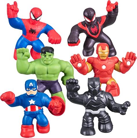 Amazon.com: Heroes of Goo Jit Zu Marvel Mega Mini 6 Pack - Squishy, Stretchy, Gooey Mini Heroes - Ironman, Spider-Man, Captain America, Miles Morales, Hulk and Black Panther : Toys & Games Hero Up, Goo Jit Zu, Superhero Toys, Marvel Toys, Marvel Series, Superhero Birthday, Miles Morales, Marvel Heroes, Captain Marvel