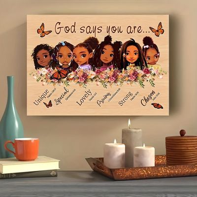 Scripture Wall Decor, African American Wall Art, Jesus Wall Art, Graphic Wall Art, Girls Wall Decor, Girl God, African Wall Art, Pictures Of Christ, Kids Canvas