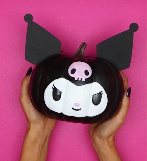 Painting ideas Bratz Pumpkin Painting, Sanrio Painted Pumpkin, Sanrio Halloween Pumpkin, Baddie Pumpkin Painting, My Melody Pumpkin Painting, Halloween Pumpkins Paint, Cute Halloween Painted Pumpkins, Emo Pumpkin Painting, Pumpkin Decorating Ideas Medical