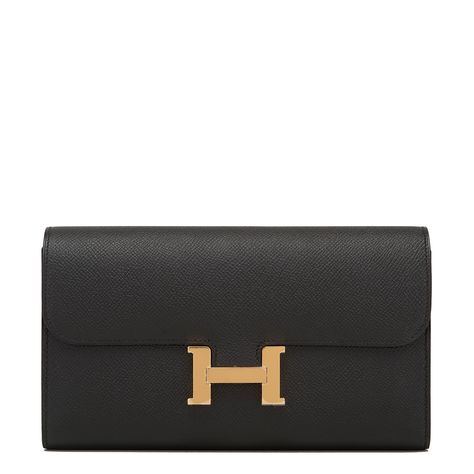 #Hermes Black Epsom Constance Long #Wallet #Clutch Gold Hardware Hermes Women, Hermes Wallet, Hermes Constance, Hermes Box, Hermes Handbags, Black Wallet, Leather Clutch Bags, Hermes Bags, Hermes Bag