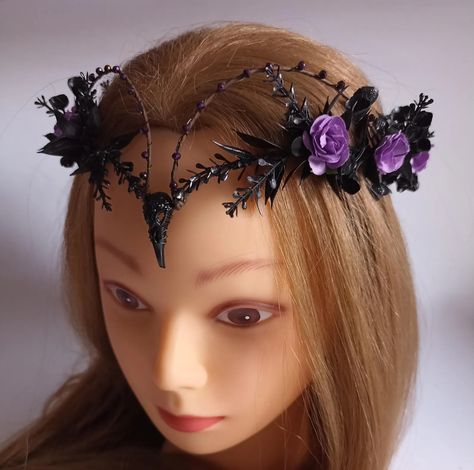 Black Purple Gothic Floral Tiara Raven Skull Crown Elven Goth Tiara Witch Headpiece Vampire Crown Goth Hair Accessories Halloween Headpiece - Etsy Goth Tiara, Vampire Crown, Witch Headpiece, Goth Hair Accessories, Halloween Headpiece, Witch Crown, Gothic Headpiece, Skull Crown, Purple Gothic