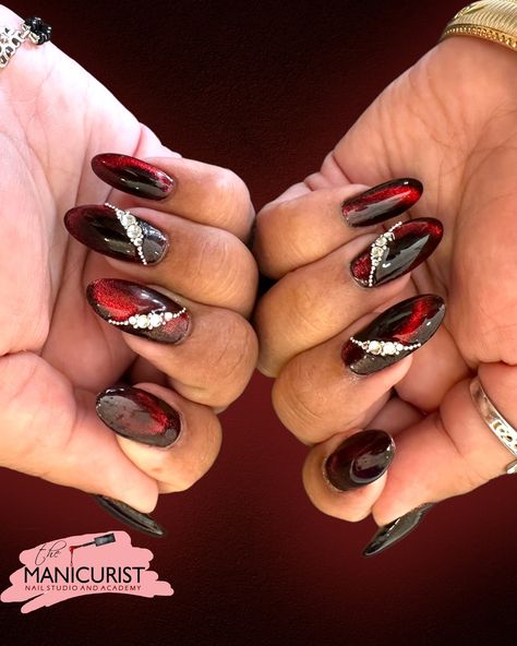 Maroon cat eye nails. Perfect for Indian weddings ♥️ #weddingnails #indianbride #maroonnails #cateyenails Eye Nails, Cat Eye Nails, Indian Weddings, Cat Eye, Nails, Weddings, Quick Saves