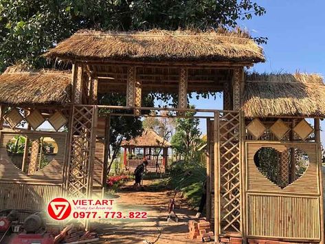 Bamboo Roof, Ganesh Puja, Alpona Design, Bamboo Structure, Japan Illustration, Bamboo Architecture, Bamboo Construction, City Farm, Stage Set Design