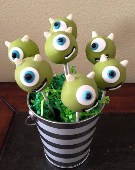 Monsters Inc Cake Pops, Monsters Inc Party, Pinata Cupcakes, Monster Inc Cakes, Monsters Inc Baby Shower, Monsters Inc Baby, Disney Monsters Inc, Savory Cakes, Monster Inc Birthday