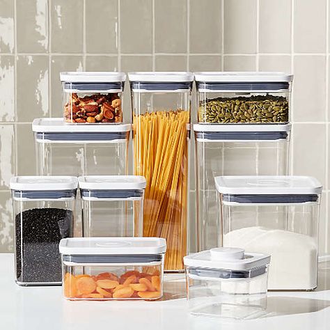 Food Storage Containers: Glass and Plastic | Crate & Barrel Plastic Crates, Food Storage Container Set, Airtight Food Storage, Food Storage Container, Airtight Food Storage Containers, Container Set, Pantry Cabinet, Dishwasher Racks, Storage Container