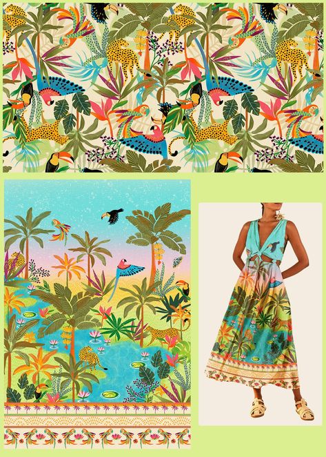 FLORESTA | Projeto Pessoal :: Behance Animal Print Background, Tropical Art Print, Tropical Illustration, Flowers Shop, Color Illustration, Baby Garments, Textile Pattern, Tropical Colors, Jungle Theme