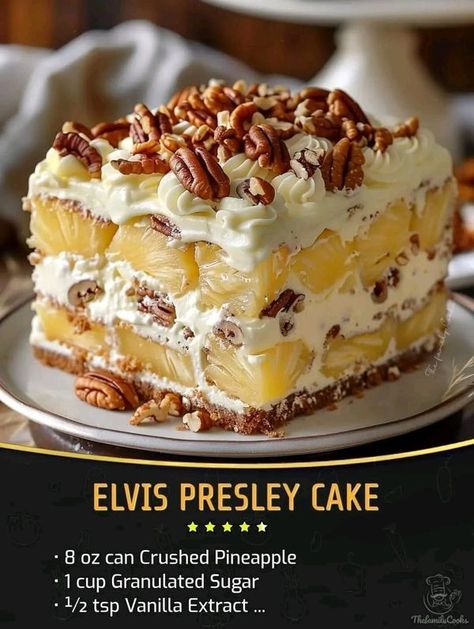 Creamy Pecan Pie Recipe, Elvis Presley Cake Recipe, Chocolate Coconut Slice, Elvis Cakes, Elvis Presley Cake, Rock Cake, Jailhouse Rock, Jamie Oliver Recipes, Pecan Pie Recipe